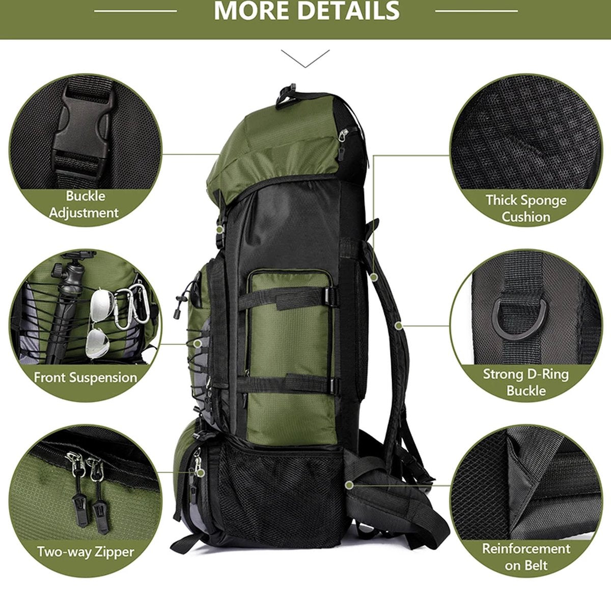E-Shop4u® - 90L - Rugzak - Backpacks - Militair - Tactische - Rugzak - Groen - Outdoor - Survival - Wandelen - Trekking - Klimmen - 90 Liter - Backpack Organizer