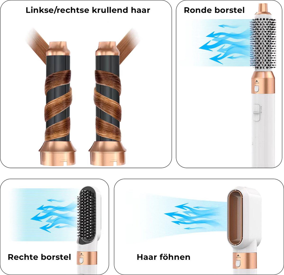 Airstyler krultang 5-in-1 Multistyler - GOUD - Föhn - Haarstyler - Föhnborstel - Haardroger - Krulborstel - Stijlborstel