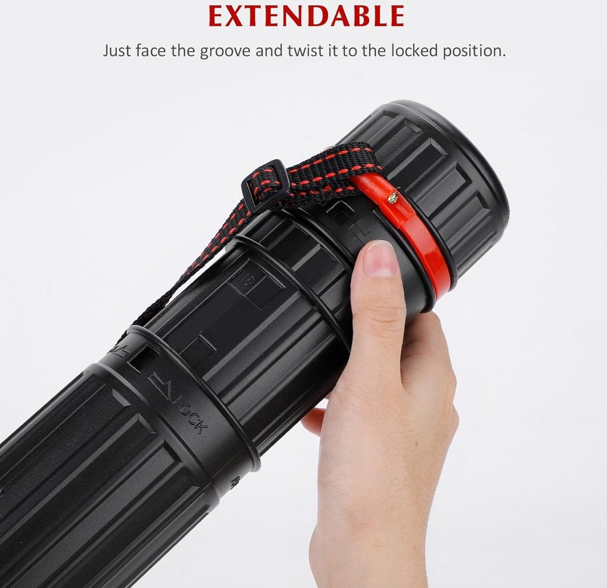 Telescopische posterrol A1, transportrol, tekenrol, 45-75 cm, koker voor foto's, posters en flipchart papier, lengte en draagriem verstelbaar, kunststof, 1 stuk, Extra tas