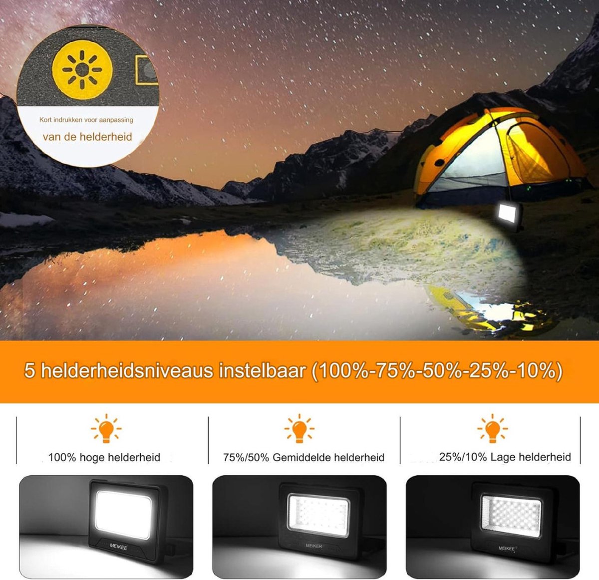 Camping Lantaarn - Tentlamp - Outdoor - LED Lamp - Buitenlantaarn - Ophangbaar - Oplaadbaar