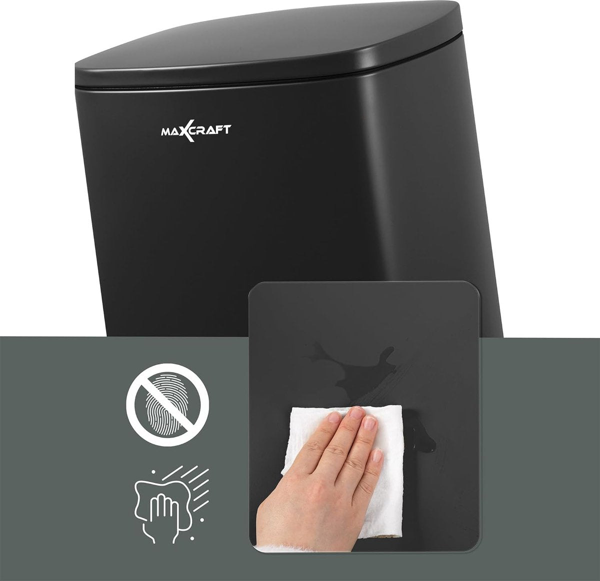 Stalen pedaalemmer met kunststof binnenemmer, softclose deksel, voor keuken, badkamer of kantoor, 50 liter in zwart