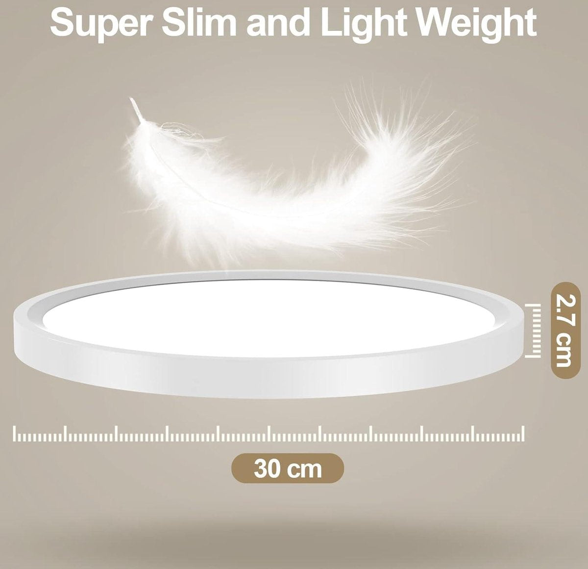 Bathroom Lamp Ceiling Waterproof Neutral White Modern Thin Round Bedroom - Kitchen - Dining Room - Balcony - Hallway - Living Room