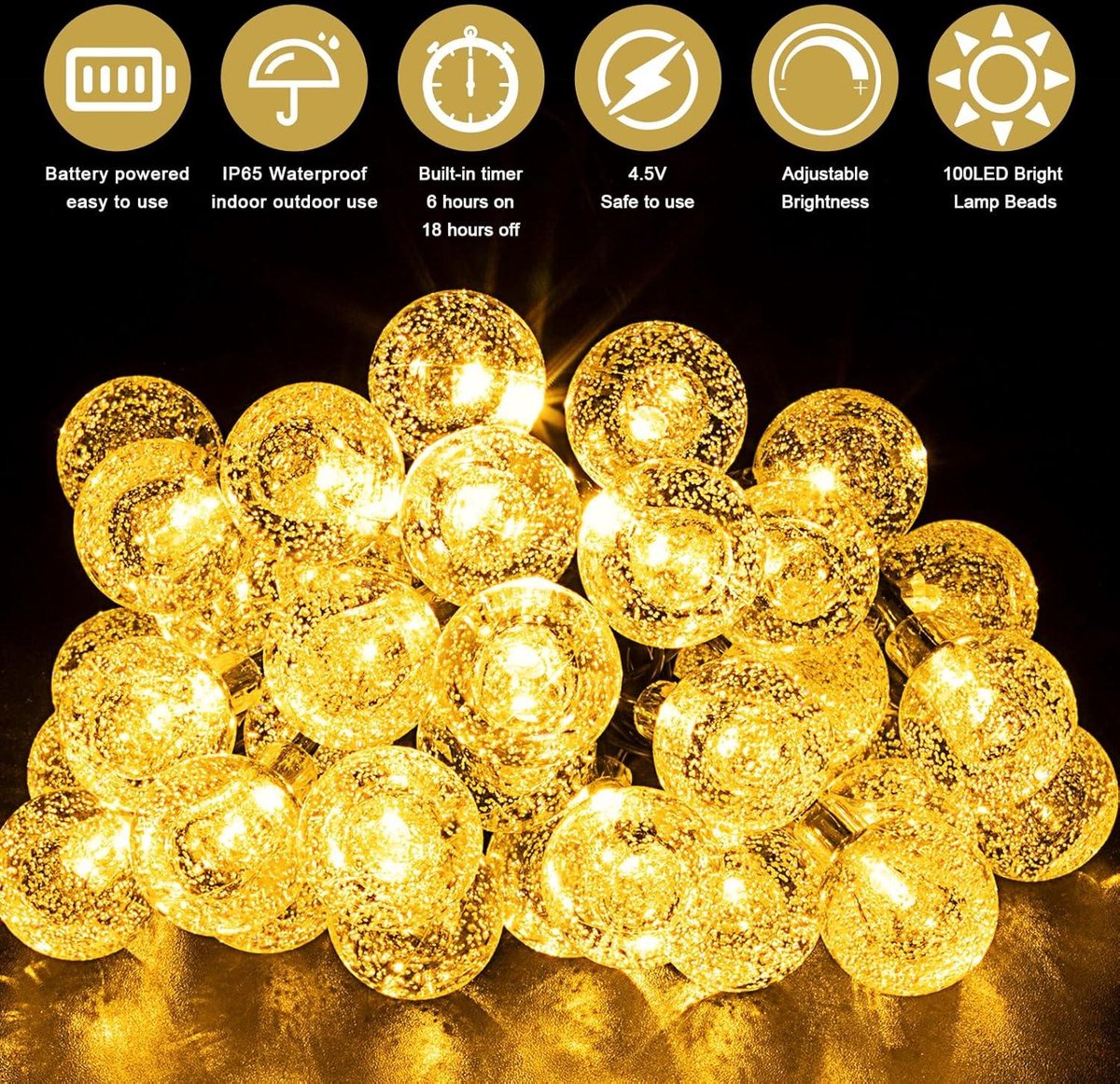 Outdoor fairy lights - 85 m 80 LEDs battery operated - 8 modes - IP67 waterproof - remote control - Halloween Christmas - garden decoration - warm white