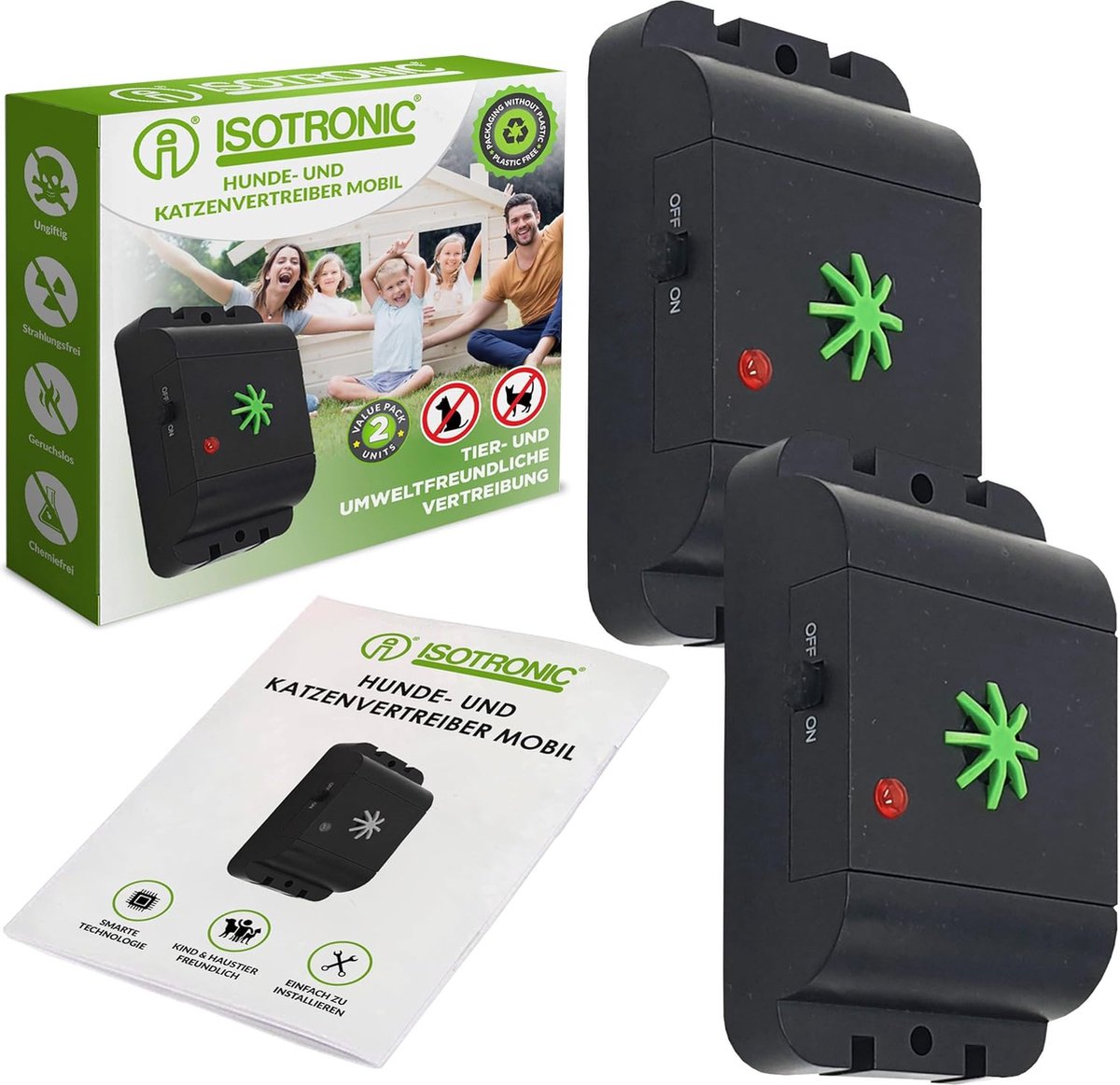Mobile dog and cat repellent with ultrasonic sound for shed garden car and garage against habituation effect