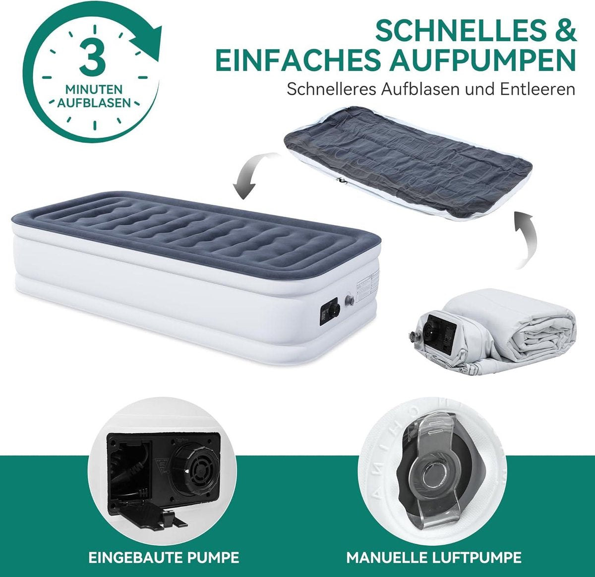 Luchtmatras Zelfopblazend met Geïntegreerde Elektrische Pomp - Opblaasbaar Bed voor Kamperen en Gasten