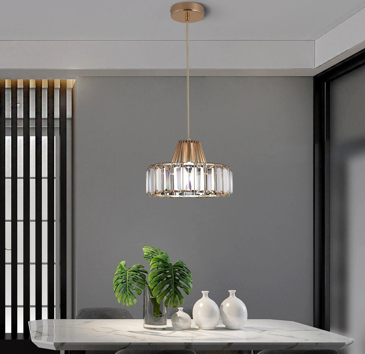 RM Store® - Luxe Kristallen Hanglamp - Eettafellamp - Hangende Plafondlamp - Woonkamerlamp - Scandinavische Moderne Lamp - Goud