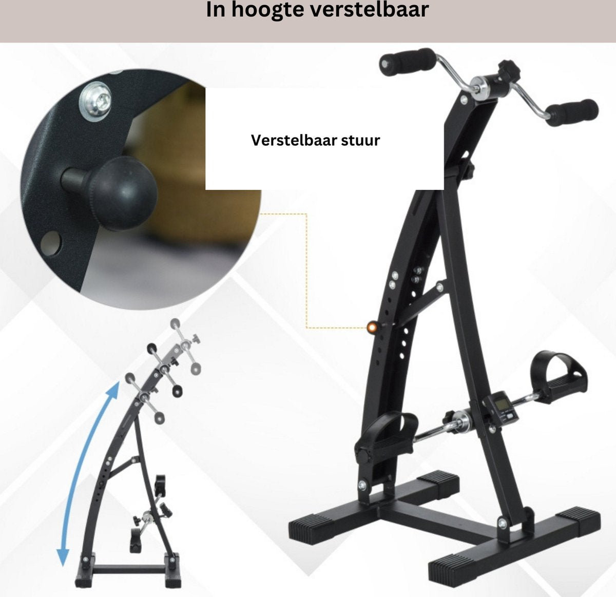 Hometrainer senioren - Fietstrainer - Fitness - Zwart - 41 x 50 x 96cm