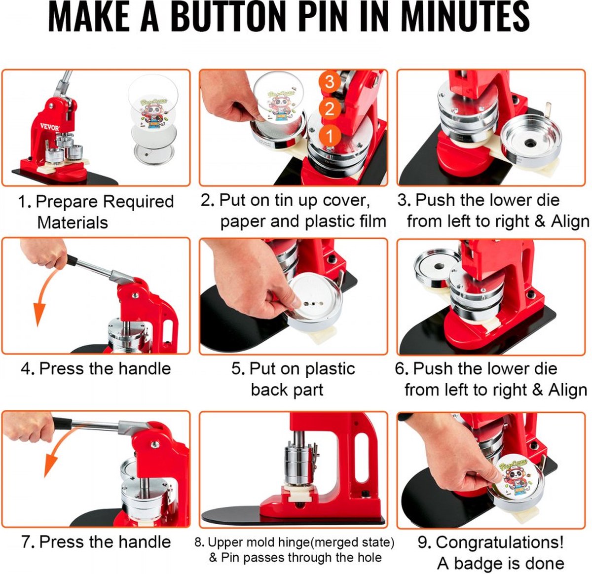 Knopenmachine Badgemachine Button Maker Machine 32mm Badgemaker 500 stuks Badge Pons Pers