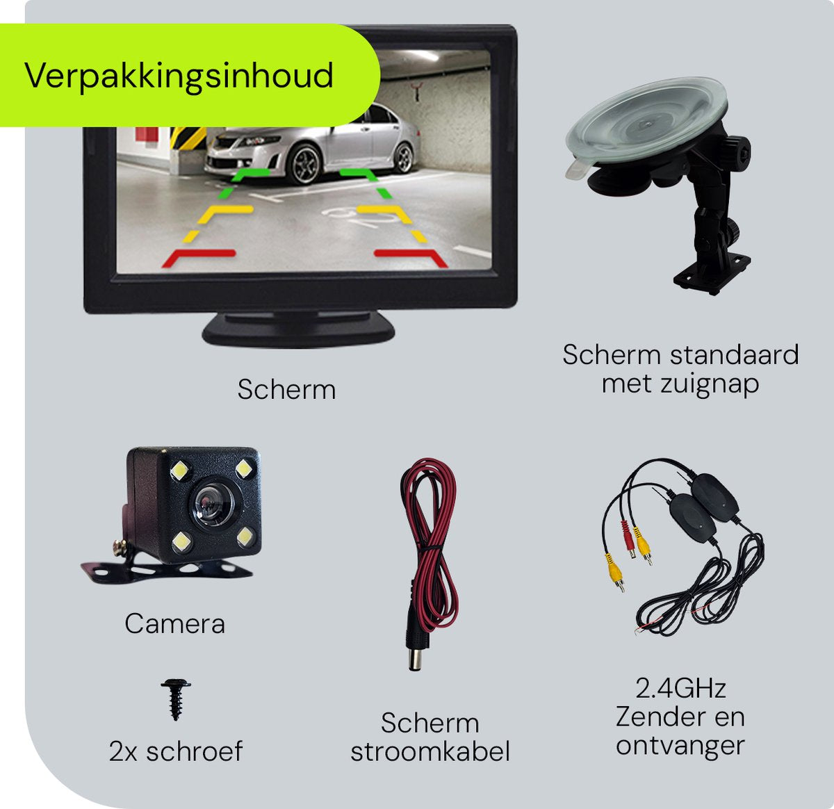 Wireless Reversing Camera with Night Vision - Parking Aid - 5 inch HD Ready - Complete set