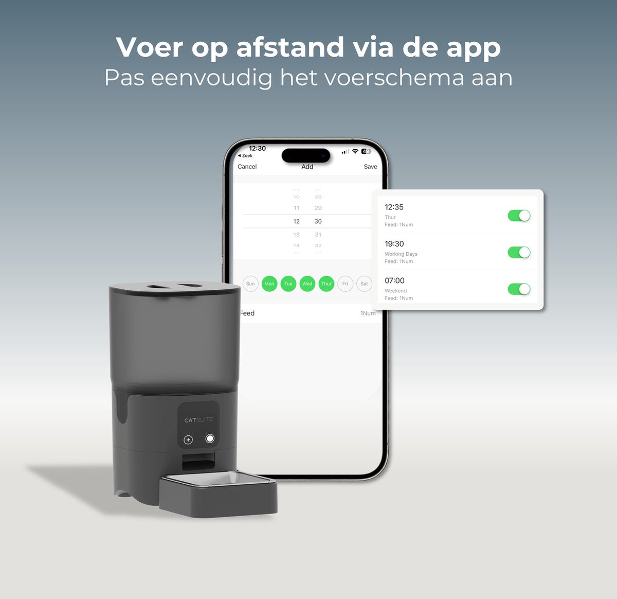 CatElite® - Automatische Voerbak Kat - Dual WiFi 5Ghz & 2.4Ghz - Voerautomaat met Smart App - 6L Voerdispenser RVS - Zwart - Incl. E-book