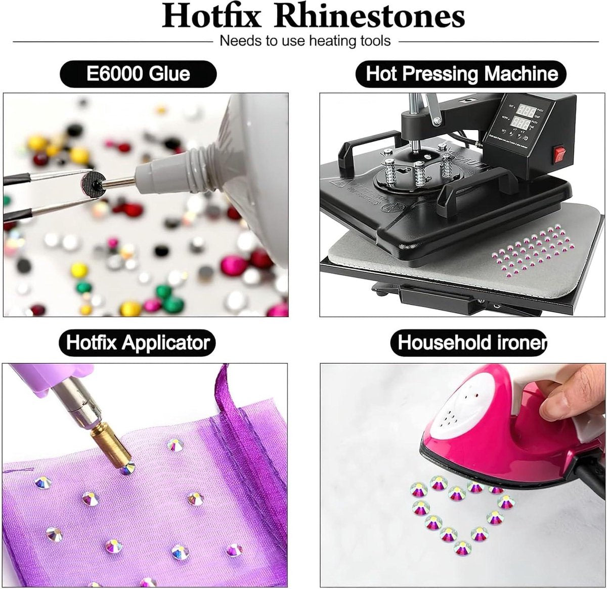 6616 stuks goudgele hotfix strass steentjes - kristalglas - edelstenen - drinkglazen - kleding - overhemden - glinsterend - platte achterkant - rond - pincet - picking-pen - set - SS6 - SS30