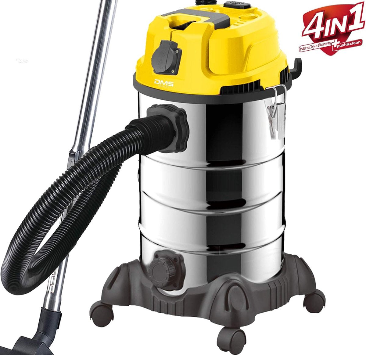 Kleyn - Industrial Vacuum Cleaner - Powerful Professional Vacuum Cleaner - Industrial Cleaning Machine - 2300 Watt - Wet Vacuum - Dry Vacuum - Stainless Steel - Blower Function - Filter Cleaning System - Bagless - 30 Liters - Red