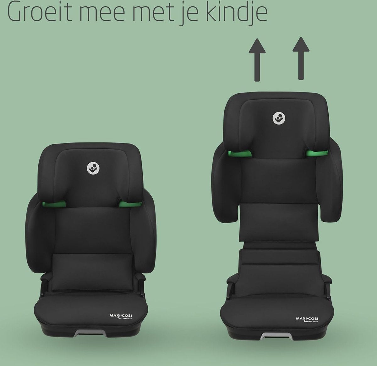 Maxi-Cosi Tanza i-Size, Draagbare Kinderautostoel, 3,5-12 jaar, 100-150cm, Opvouwbare Autostoel, 10 Hoofdsteunposities, G-CELL-bescherming, Gewatteerd & Verhoogde Stoel, Full Black