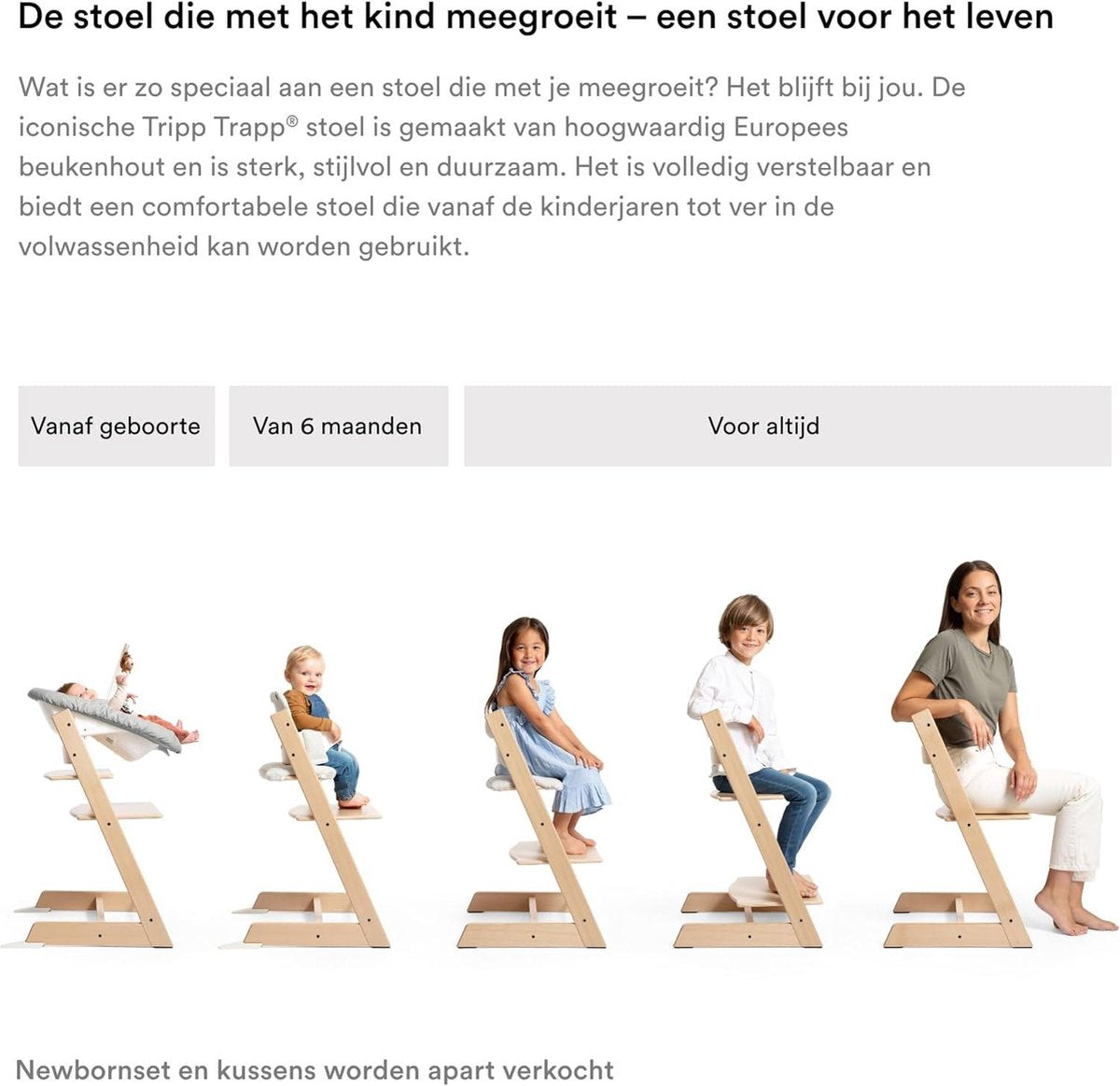 Babyset van Stokke Natural - Verander de Tripp Trapp stoel in een kinderstoel - Afneembare zitting voor 6-36 maanden - Compatibel met Tripp Trapp-modellen na mei 2006 - voor baby's en peuters