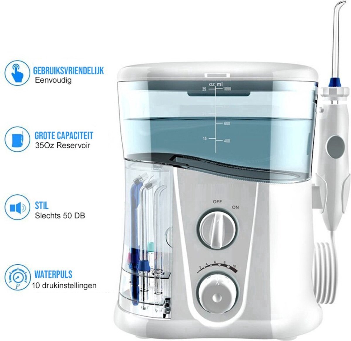 Waterflosser - Elektrische Monddouche - Tandsteen- en Tandplakverwijderaar - Inclusief Opzetstukjes