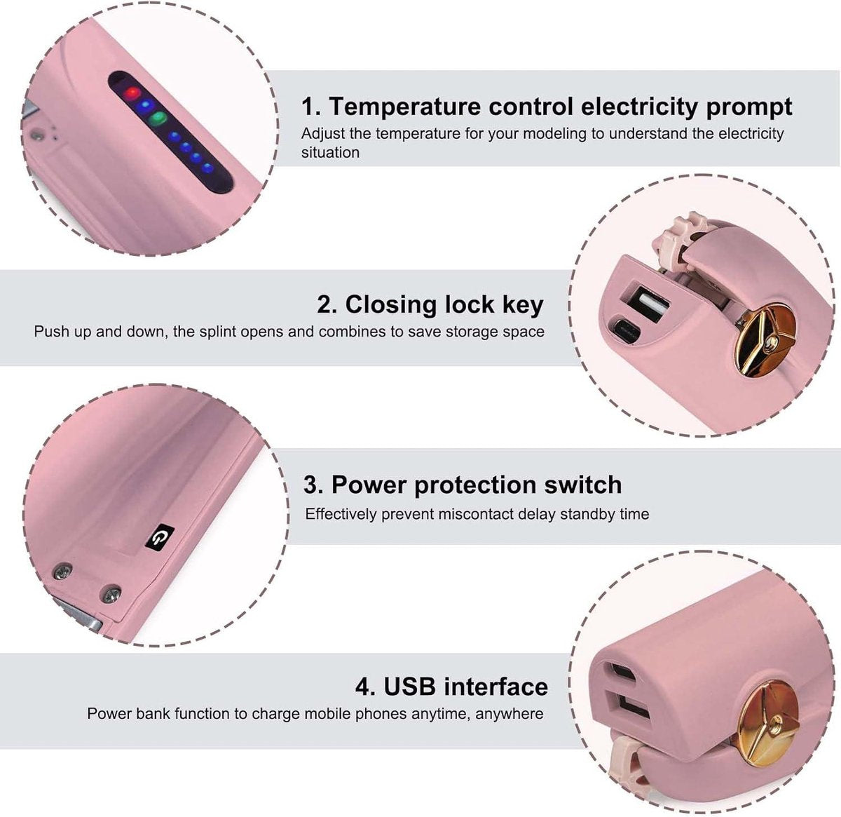 Hair straightener 2-in-1 mini hair straightener cordless ceramic USB - for hair