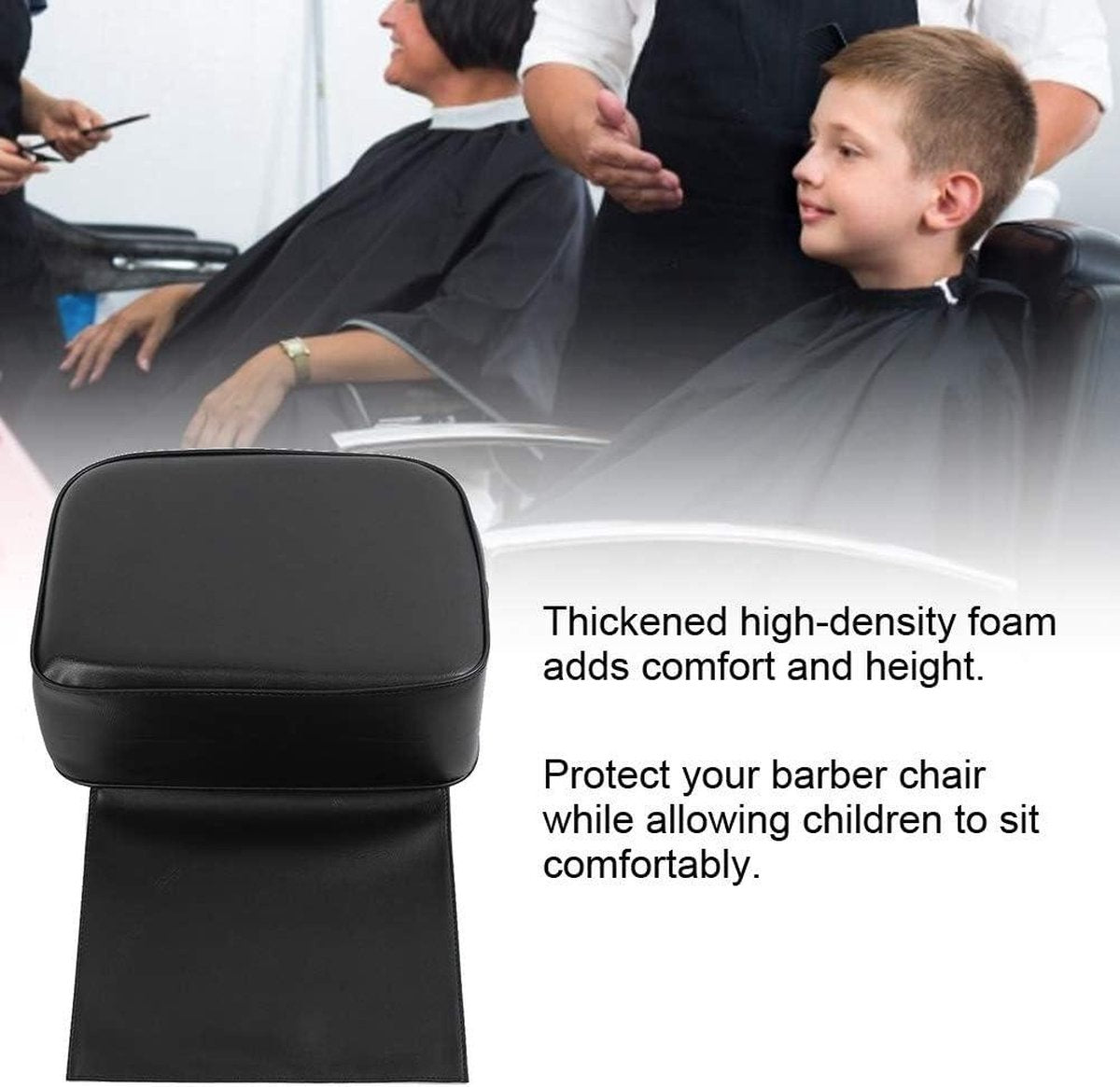 Kinderkussen Kapperstoel - Zitverhoger Haarknippen Styling Beauty SPA-apparatuur (Zwart)