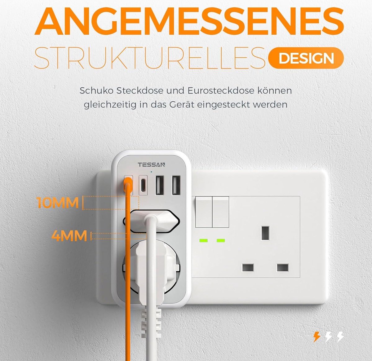 Reisadapter UK met USB C USB A - 6-in-1 Stopcontactadapter Engeland Schotland Type G - Londen Ierland.