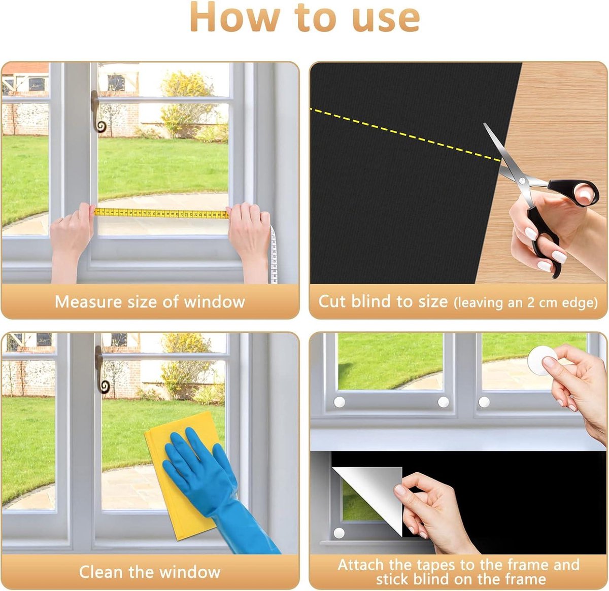 Portable blackout blind 300x145cm - Custom cut - Blackout material - Rod on window - Blackout curtains for bedroom - Nursery - Loft - Travel - Camper - Car blackout blind suction cups