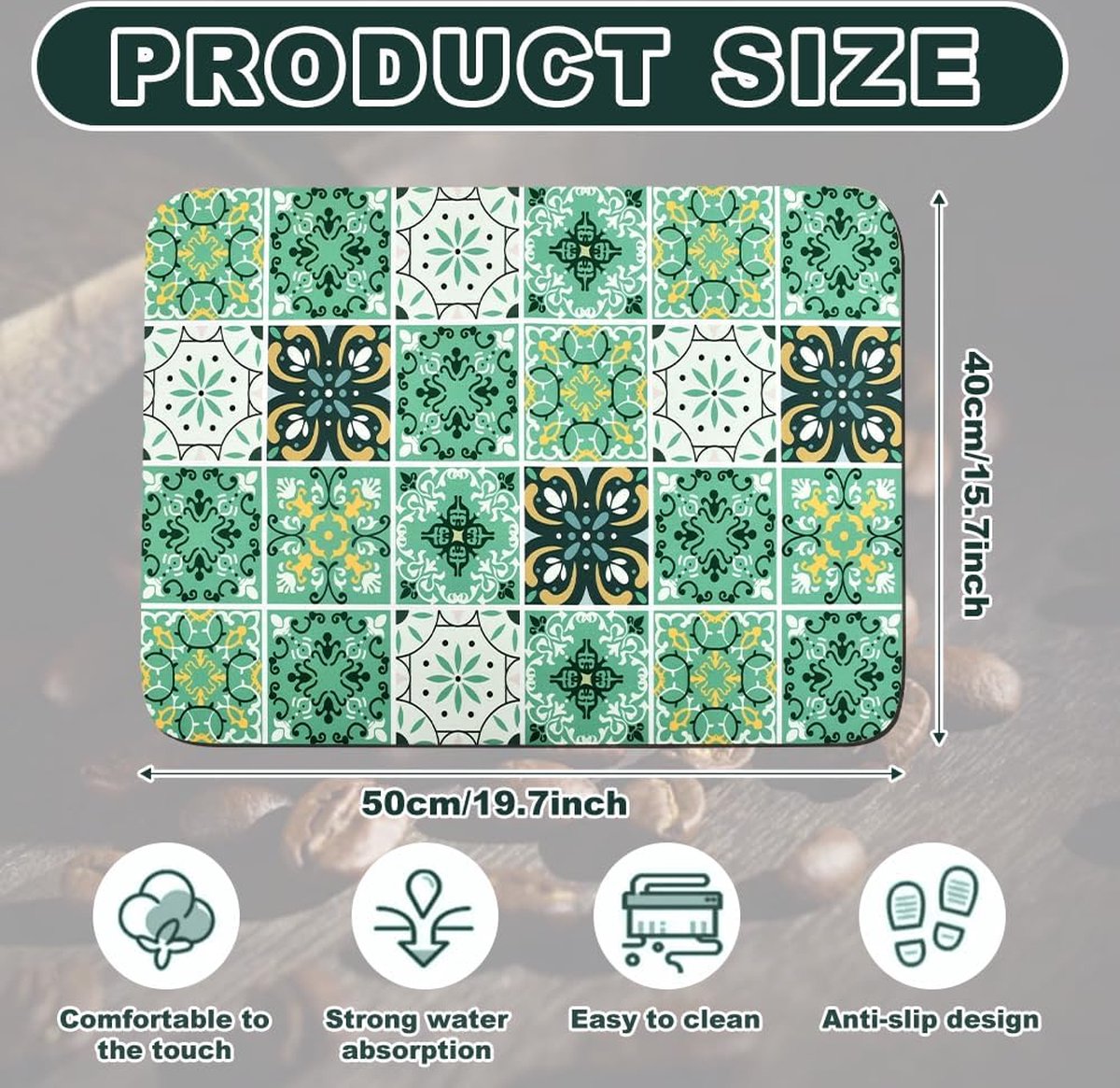 Coffee machine drip mat, absorbent drying mat, 40x50cm coffee machine mat base, absorbent draining mat, dish drying mat for kitchen, bathroom, countertop