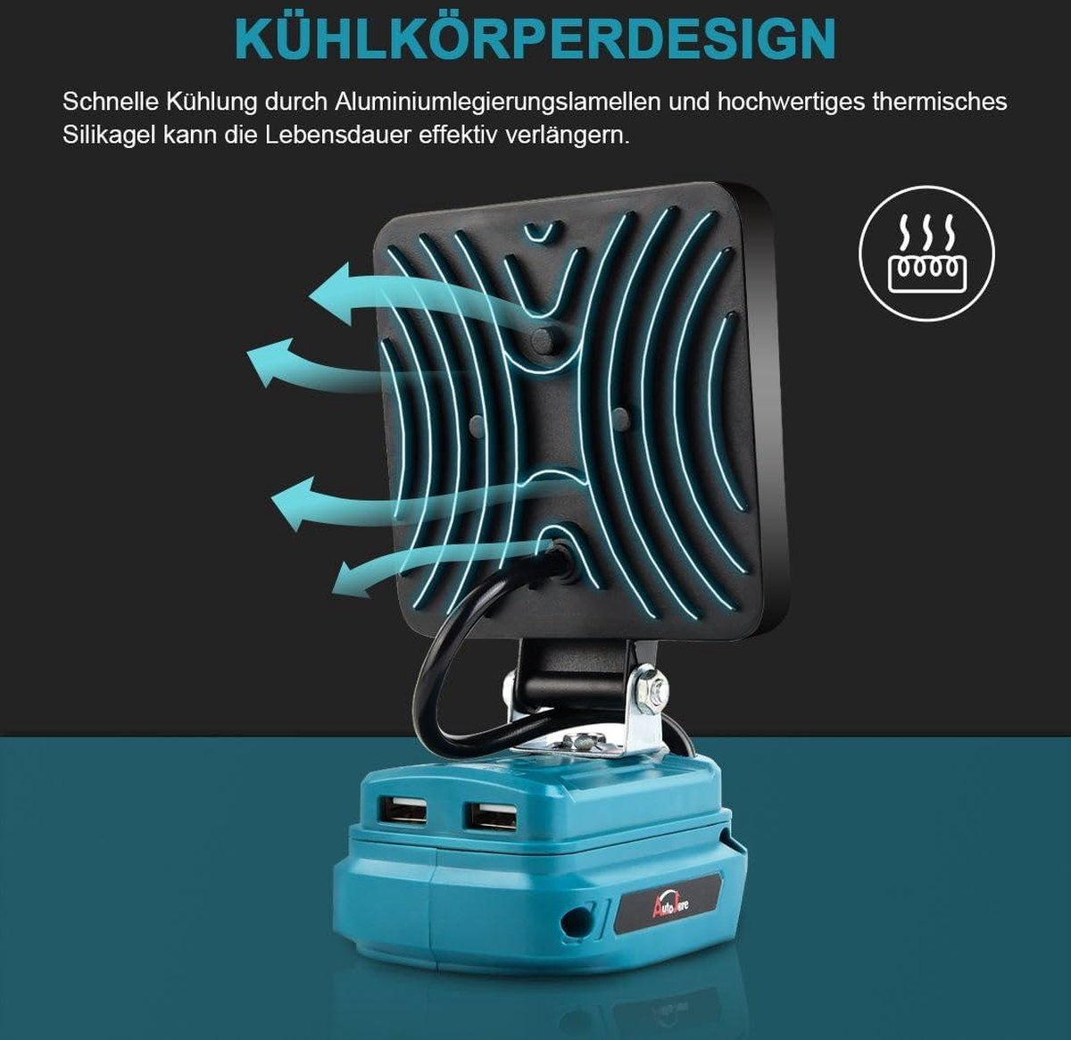 18 V 50 W draadloze schijnwerper - Batterijlamp Makita - USB-opladen - Draagbare LED-werklamp - Autoreparatie - Thuisverlichting - Camping - Vissen - 10 cm