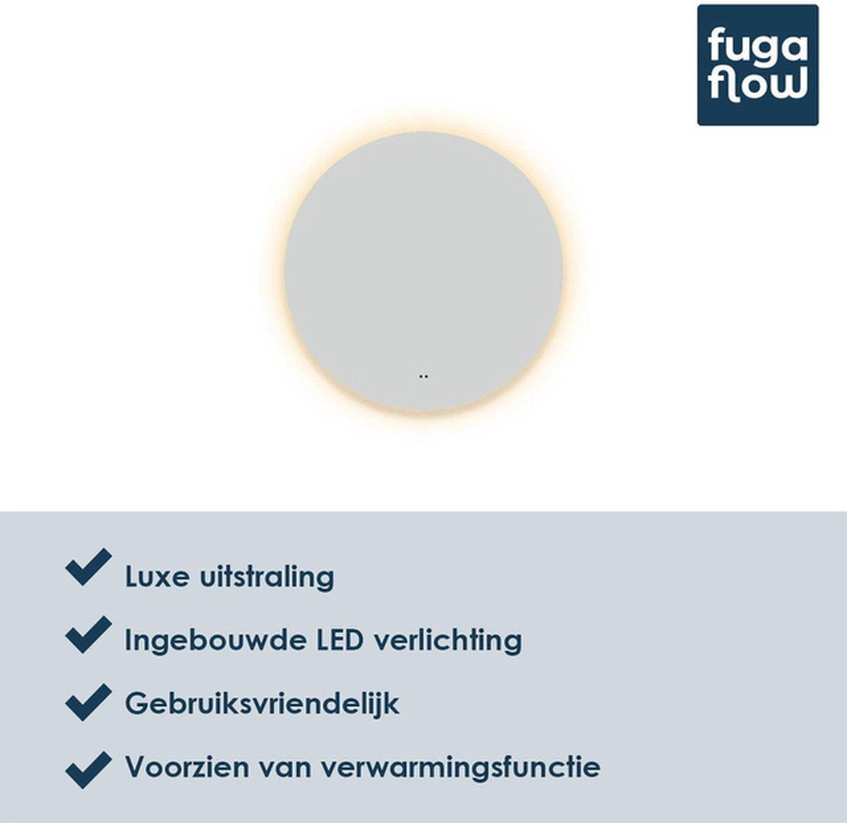 FugaFlow Caria spiegel – Badkamerspiegel - Met verlichting en verwarming - 120 cm - 3000 K