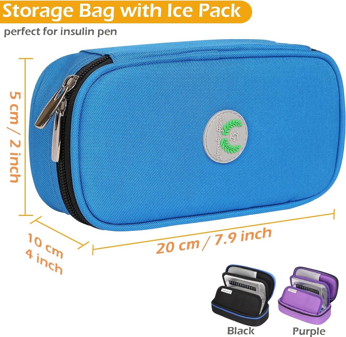 Insuline Cooler Reisetui Draagbare Diabetische Medicatie Insuline Penhouder Organisator Tas Medicijn Koeltas met 2 Ice Pack Gel (Blauw)
