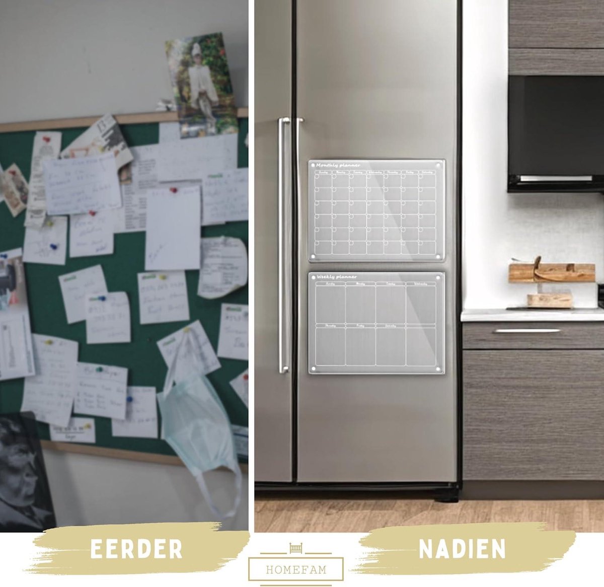 Whiteboard Maandelijkse en Wekelijkse Planner - Afsprakenplanner TO DO - Transparante Magnetische Kalender - Huis- en Gezinsorganizer - Acryl - Afveegbaar - 40.6 x 30.5 cm - 5-Delige Set Whiteboard