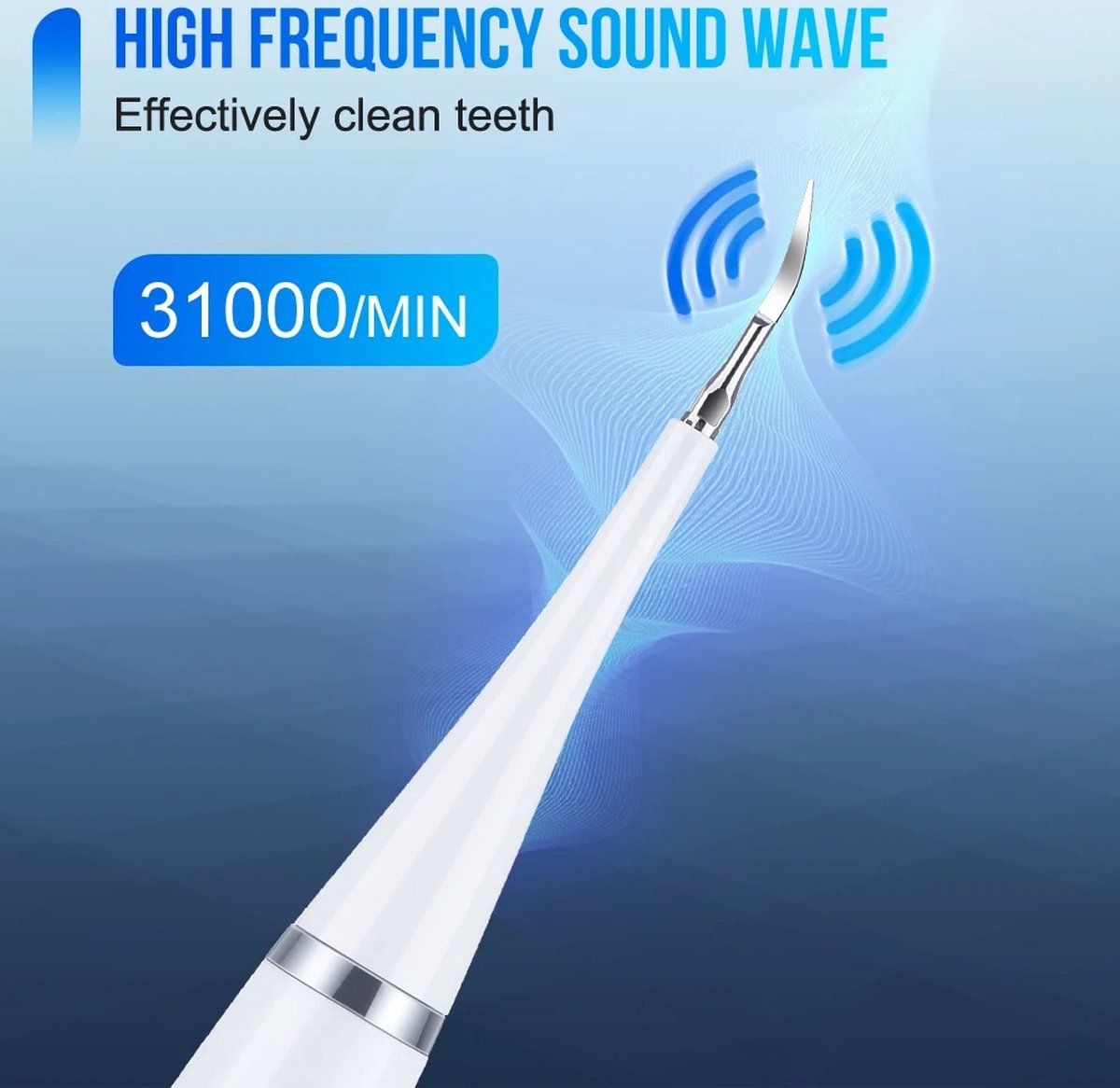 Bolmans - Electric Sonic Dental Scaler - Tartar Remover - Teeth Cleaning - Teeth Whitening - Toothbrush - Tartar Remover - Incl. 4 Tartar Hooks Oral Care