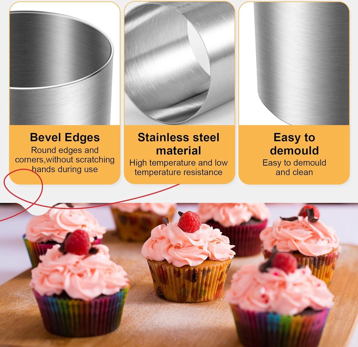 15 stuks roestvrijstalen mousse ringen, ronde uitsteekvormpjes, cakevorm, keuken, bakken, gebak gereedschap voor taart, fondant, enz.