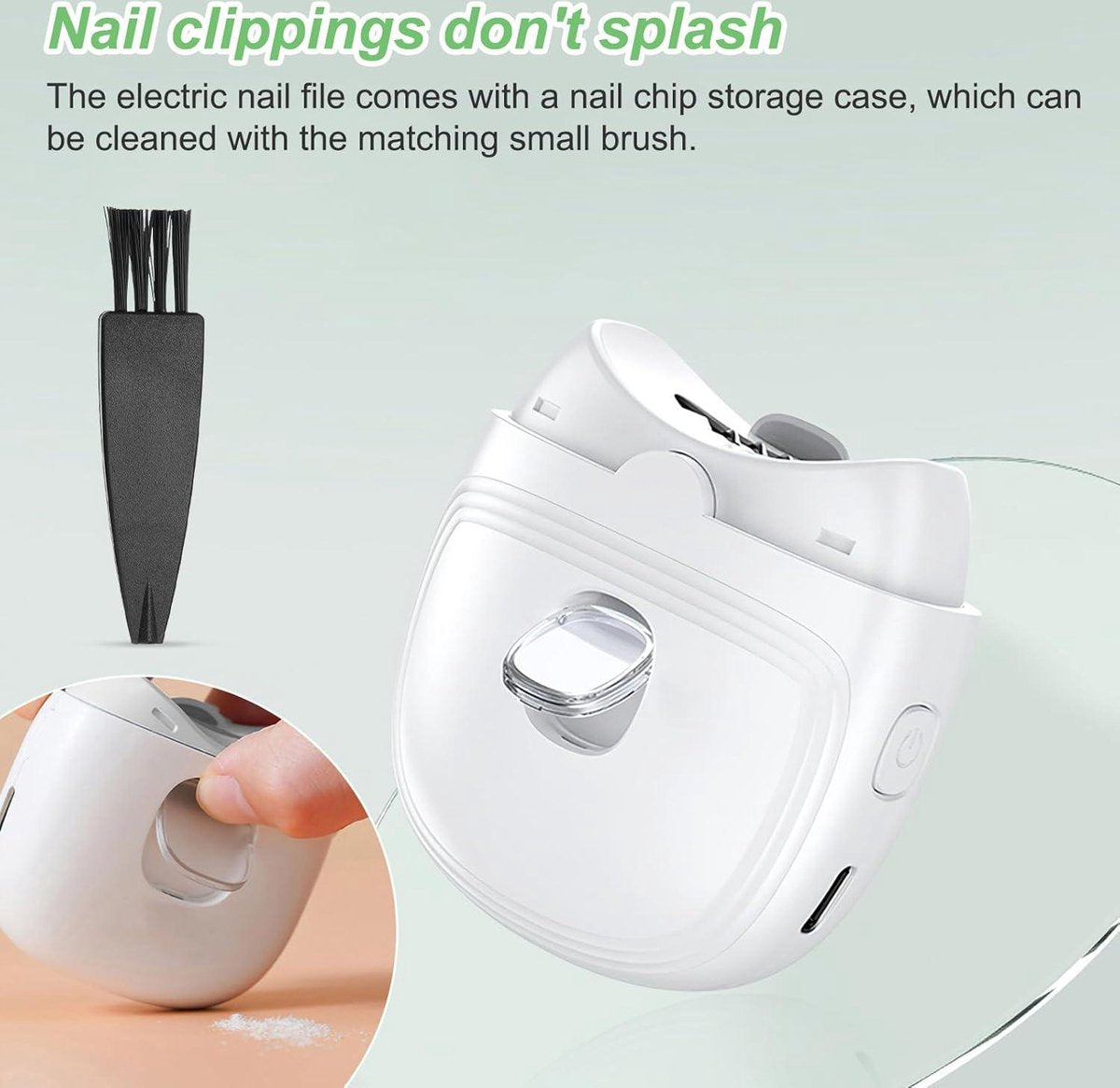Automatic Nail Clipper with Light USB Rechargeable - Electric Nail File for Kids, Elderly, Adults