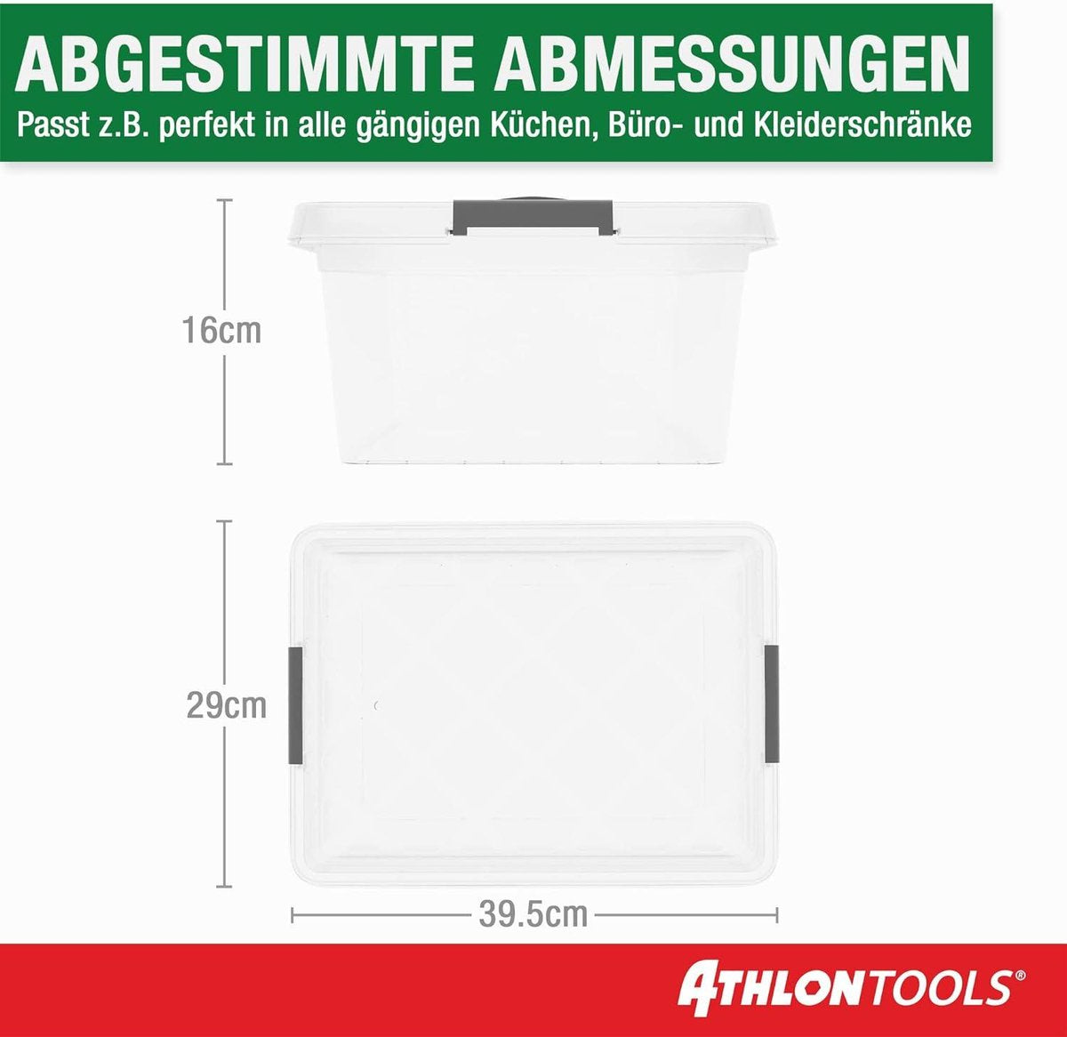 Opbergdozen 4x 125 L met deksel voedselveilig - Sluitclips - Plastic doos transparant - Kledingdozen stapelbaar