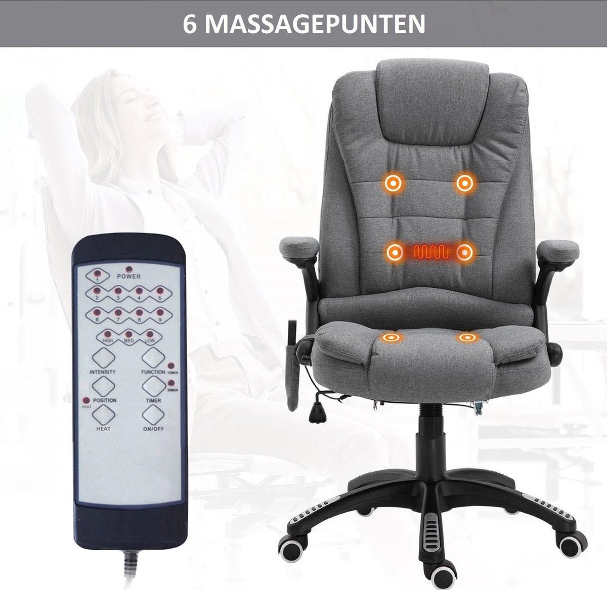 Office chair - Ergonomic office chair - Executive chair - Massage chair - Office chairs for adults - Grey