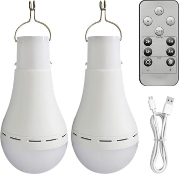 Oplaadbare USB-gloeilamp, 2 stuks, 12 W, USB, oplaadbaar, met afstandsbediening, draadloze afstandsbediening, lamp voor lamp, niet bekabeld, voor binnen, camping