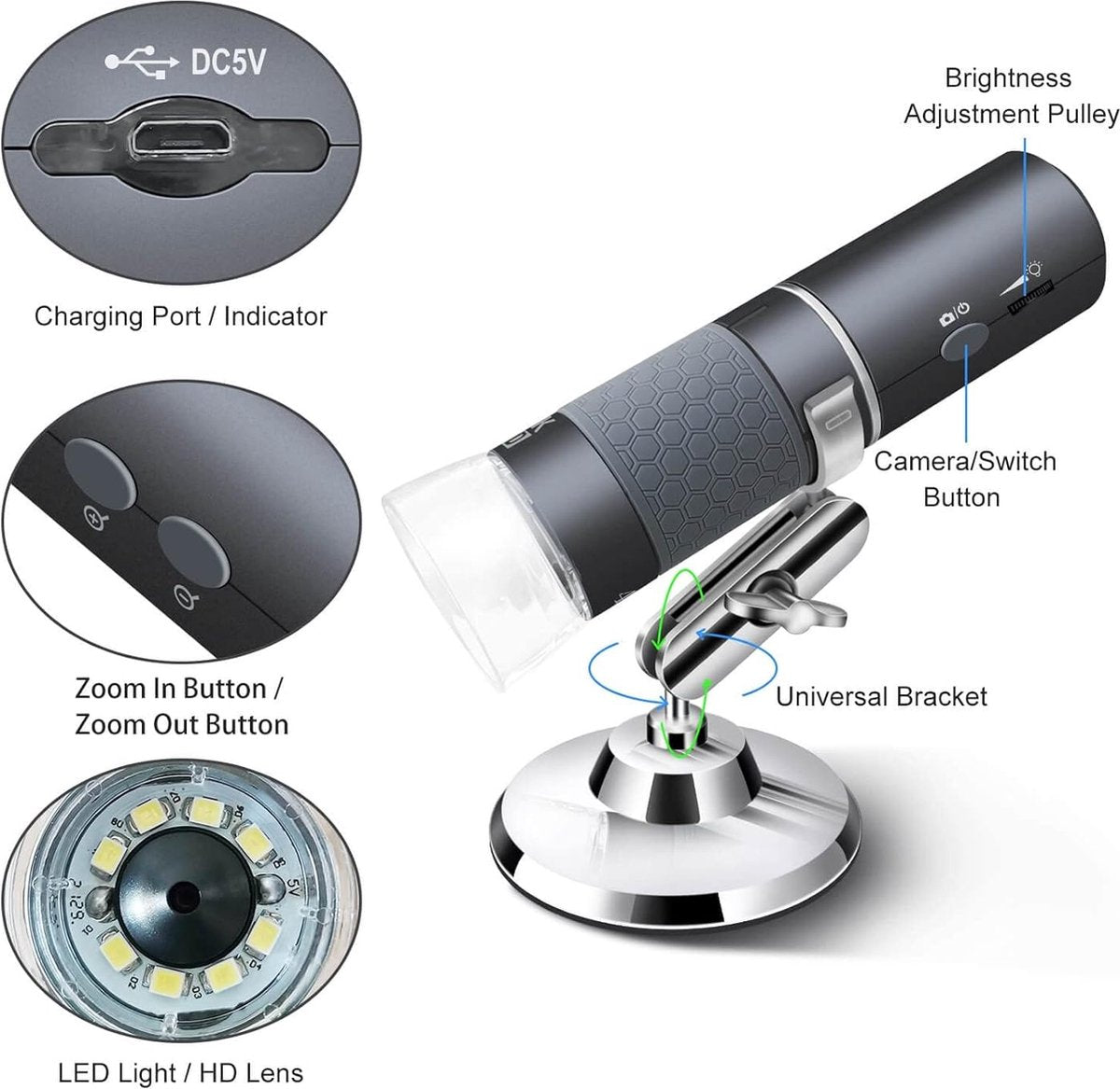 Microscope - Science - Digital Microscope - Incl. Camera - Smartphone compatible - Electric