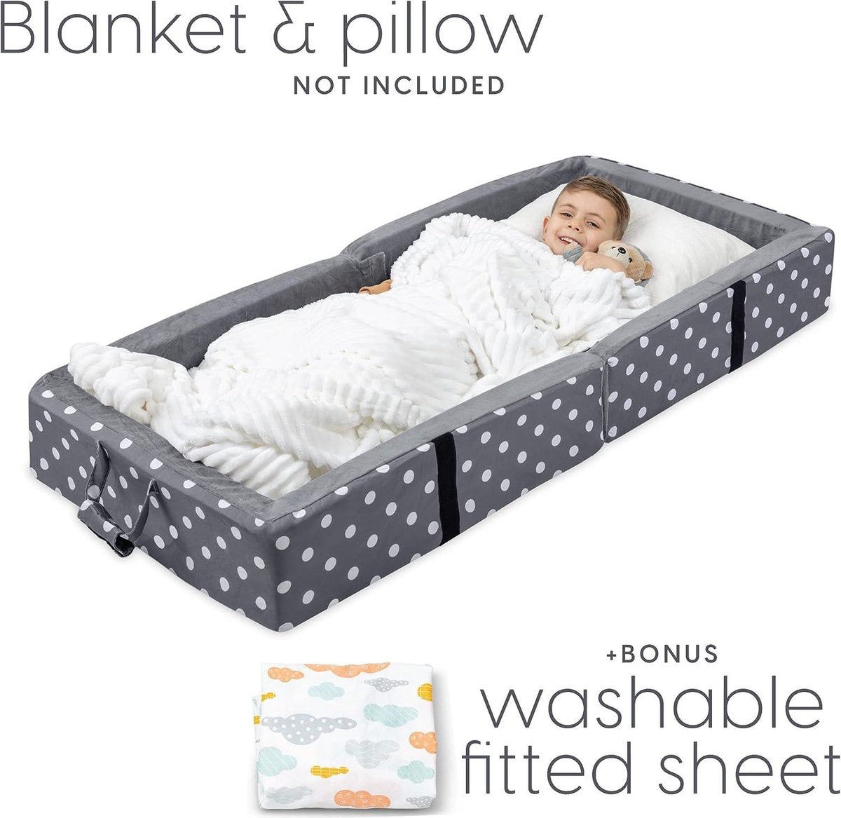 Travel Cot for Toddlers Portable Foldable with Bumpers - Co-Sleeper