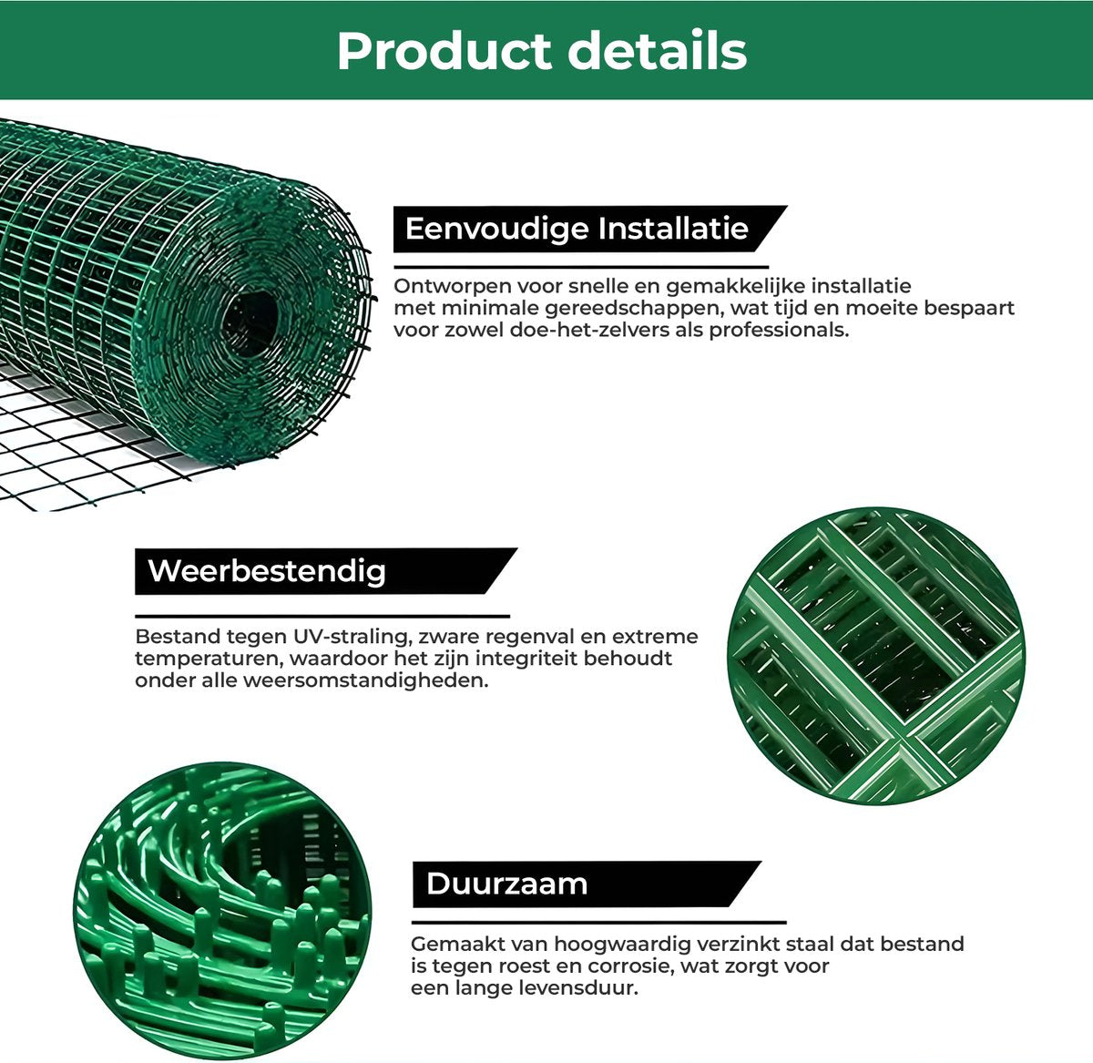 Garden mesh - Green - 1 x 30 meters - Mesh size 6 x 6 cm - Wire thickness 2.5 mm - Mesh - Fence - Gate - Landscaping
