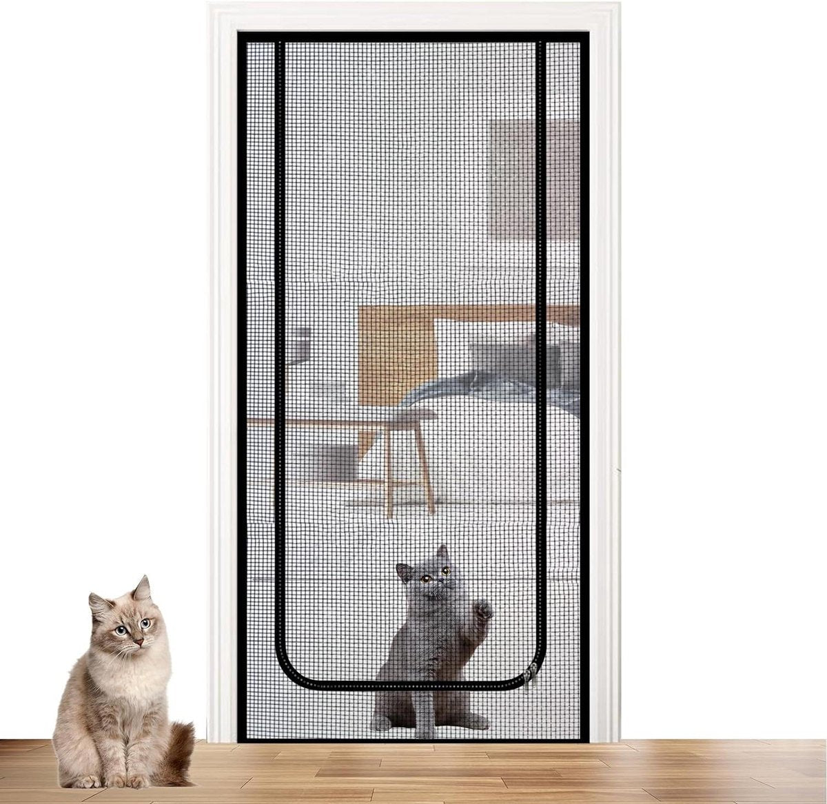 Pet Cat Net For Balcony - Cat Screen Door With Zipper - Pet Safe Mesh Door - Cat Grille For Balcony Door - 90 x 210 cm Cat Net - Cat Net Balcony