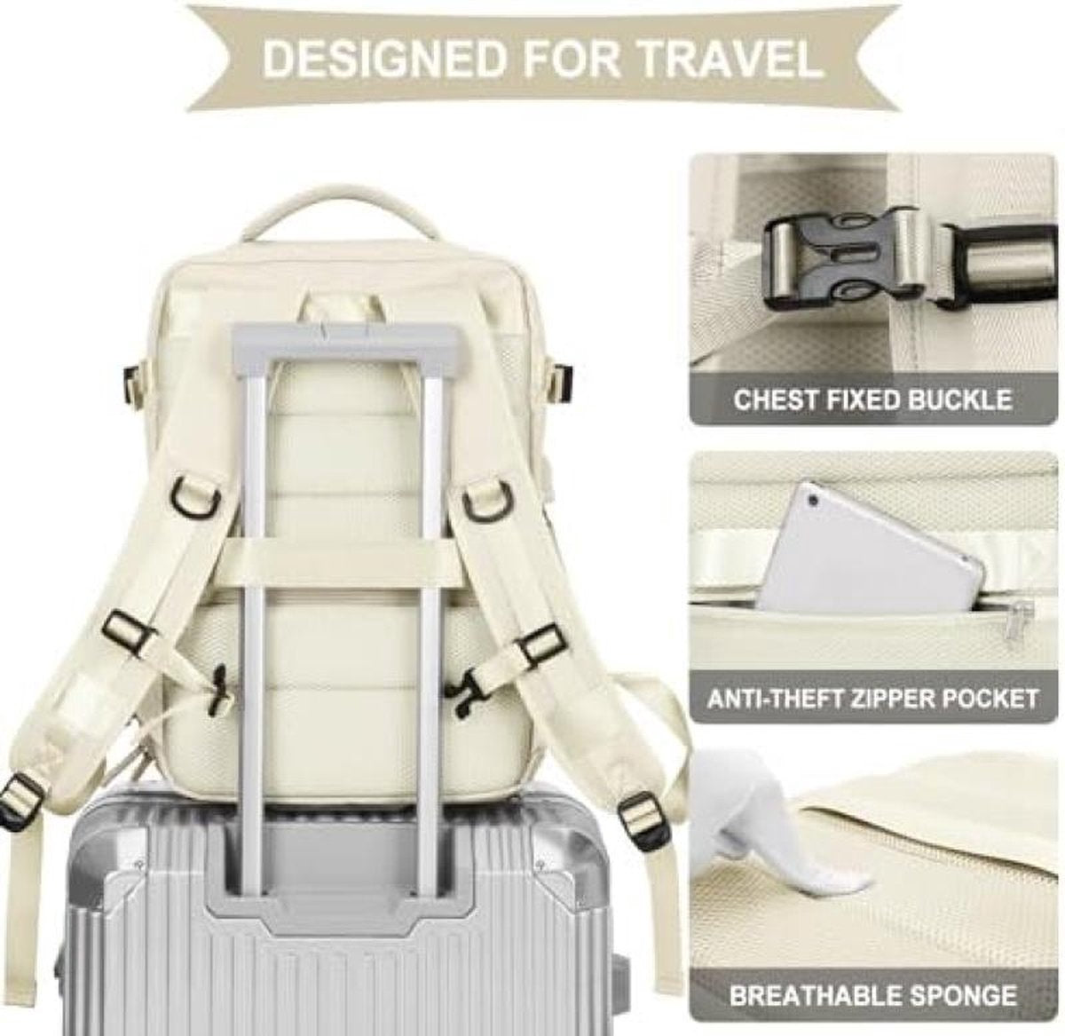Handbagage 40x20x25 Handbagage Tas onder de stoel Easyjet 45x36x20 Handbagage Dames Laptop Rugzak met USB-uitgang Wandelrugzak Waterdicht Heren