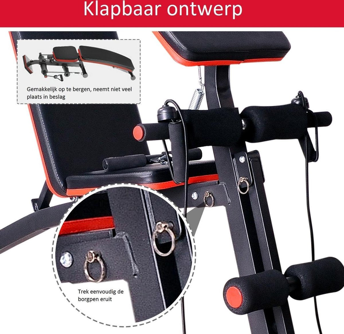 Fitnessbank - Fitnessbank verstelbaar - Halterbank - Buikspierbank - Beentrainer - Fitness - 153 x 53 x 102 cm