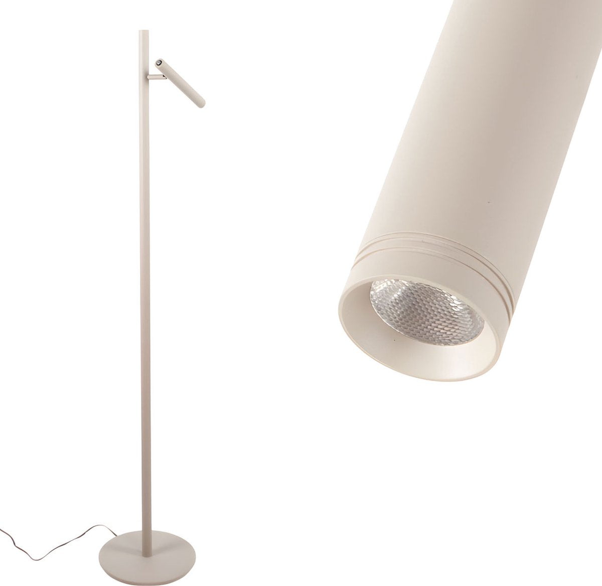 Staande Luogo leeslamp | 1 lichts | zand / beige / crème | metaal | 133 cm | vloerlamp | dimbaar | modern design