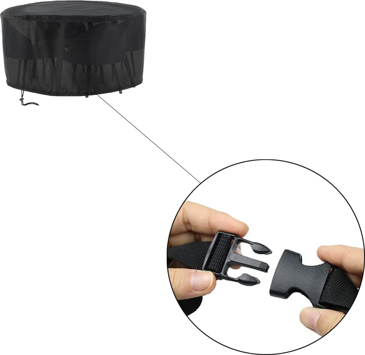 Round Garden Furniture Cover - 230 cm x 110 cm - Black - Protective Cover for your Garden Set - Garden Furniture Protective Cover