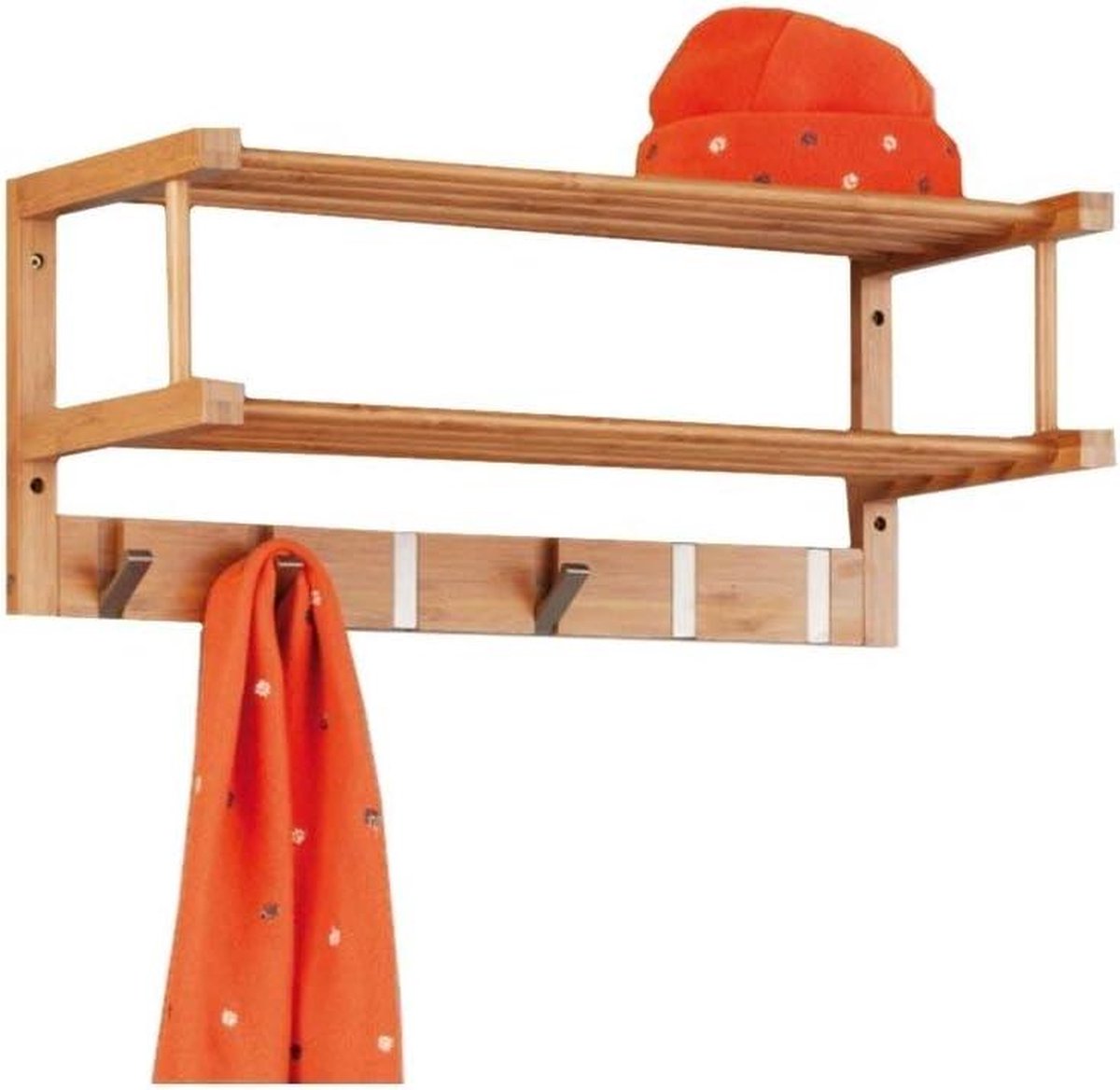 Wall coat rack made of bamboo 60 x 24 x 24 cm - HTML content needed coat rack hanging with shelf