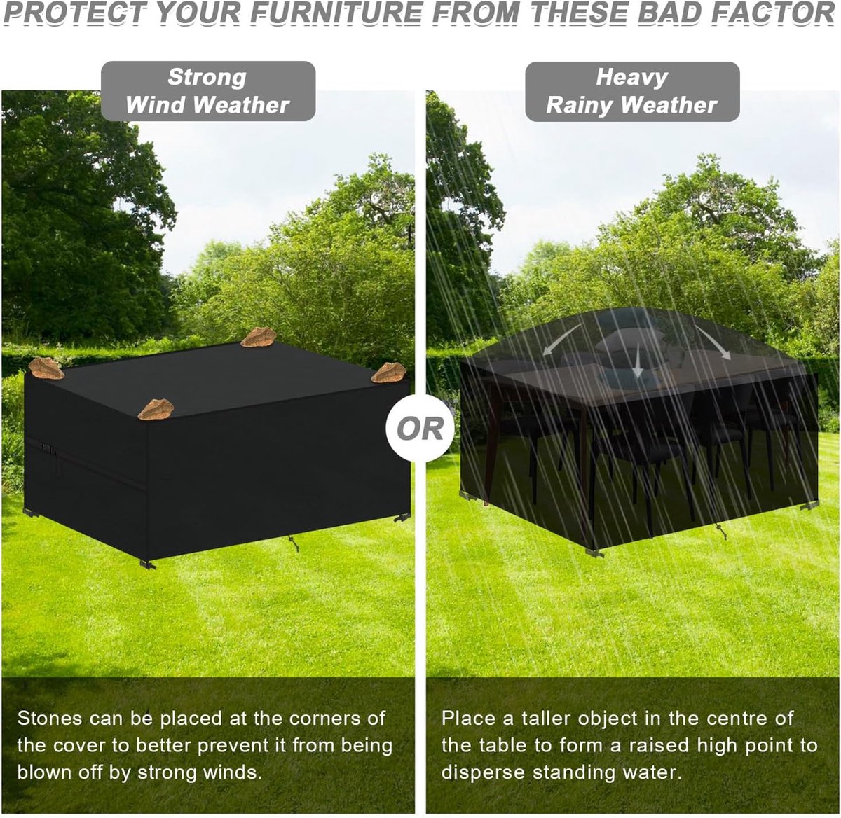 Garden furniture cover for garden tables, 240 x 120 x 75 cm, lounge furniture cover, waterproof garden furniture tarpaulin, winter-proof, 420D Oxford covers for tables, chairs,