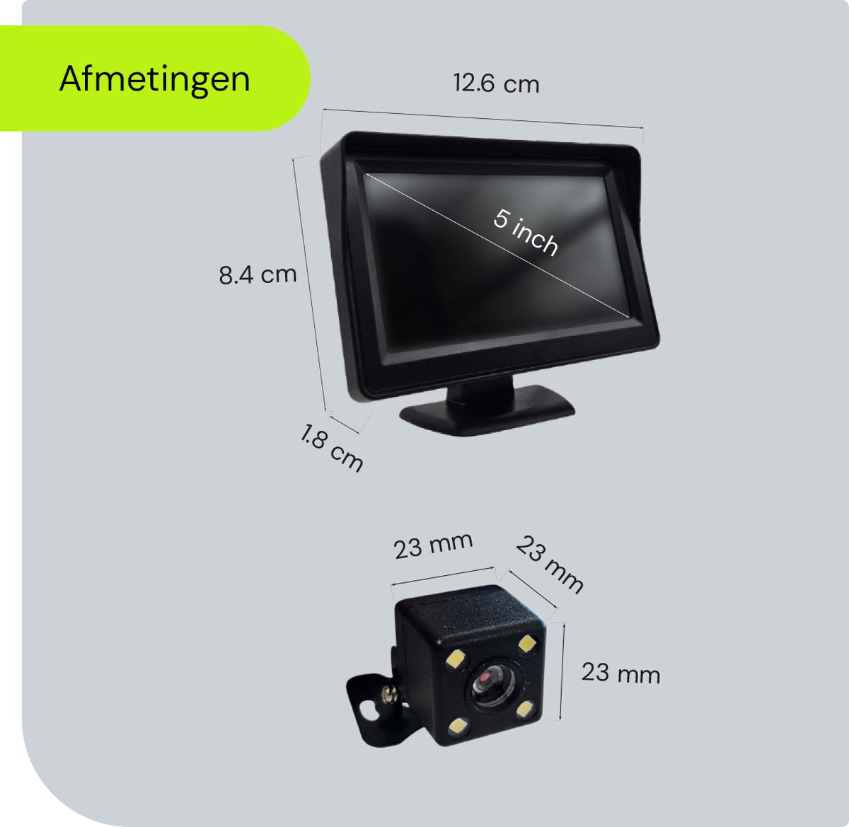 Wireless Reversing Camera with Night Vision - Parking Aid - 5 inch HD Ready - Complete set