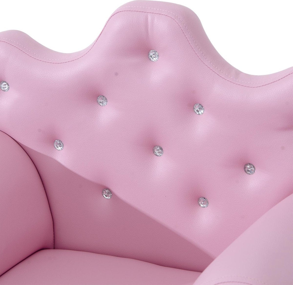 Children's sofa with crystal buttons and ottoman pink