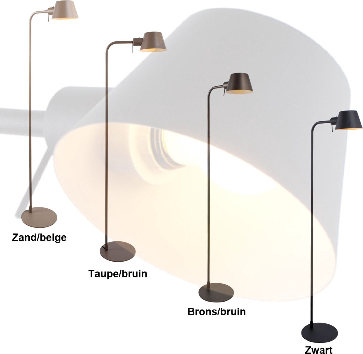 Minimalist adjustable reading lamp | 1 light | sand / beige color | metal | 140 cm high | dining room / living room | floor lamp | standard lamp | modern / Scandinavian | practical design