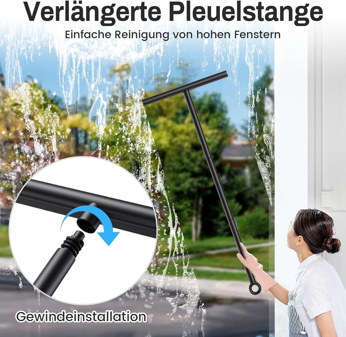 Verstelbare douchewisser - Douchetrekker met lange steel - 30-89 cm - Waterschuiver voor douchevloer met zuignap - Vloertrekker voor water, haren, glaswisser, douchewisser