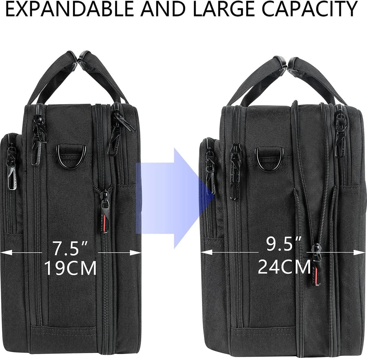 17,3 inch laptop aktetas voor mannen en vrouwen, hoogwaardige schoudertas, waterafstotende laptoptas met RFID-vak, uitbreidbare messenger bag