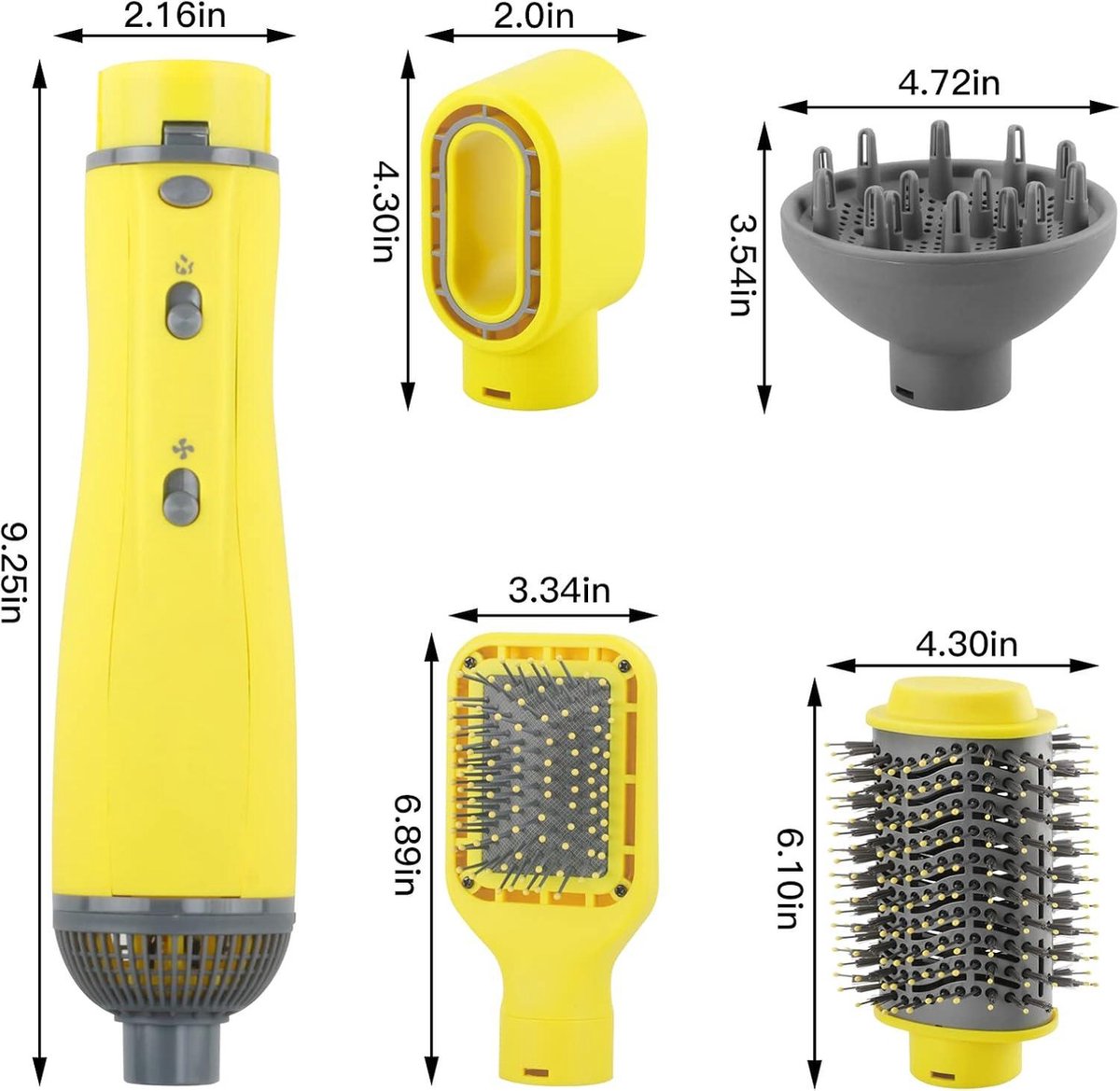 4-in-1 Föhnborstel Afneembaar 1100 Watt Volume Gladmaken Krullen Negatieve Ion Föhnborstel – Vermindert Antistatische Pluis